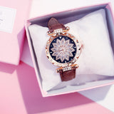 Women Starry Sky Watch Luxury Rose Gold Diamond Watches Ladies Casual Leather Band Quartz Wristwatch Female Clock zegarek damski