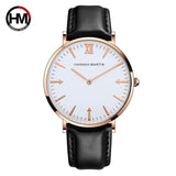 HM Fashion Watch Men 40mm Hot Ultra thin Wristwatches Mens Top Brand Luxury Leather Scrap Men's Watches DW Ultra thin Watch Men