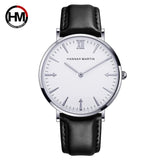 HM Fashion Watch Men 40mm Hot Ultra thin Wristwatches Mens Top Brand Luxury Leather Scrap Men's Watches DW Ultra thin Watch Men