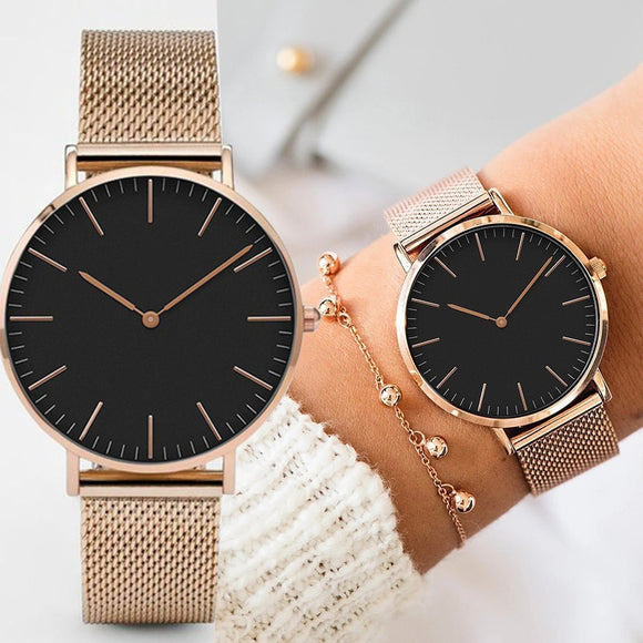 Top Brand Women Watches 38mm Fashion Ultra thin Stainless Steel Ladies Dress Watch Montre Femme Zegarki Damskie Reloj Mujer Gift