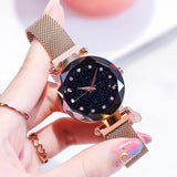 Top Brand Star Watch For Women Rose Gold Mesh Magnet Starry Sky Quartz Wristwatch Gradient Ladies Wrist Watches relogio feminino