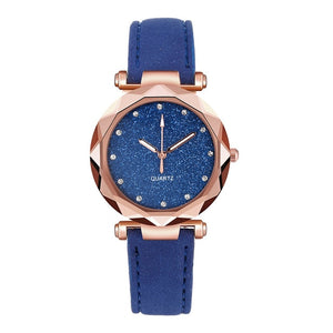 Saat Casual Women Romantic Starry Sky Wrist Watch Leather Rhinestone Designer Ladies Clock Simple Dress Gfit Montre Femme XB40