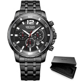 Megir Men's Gold Stainless Steel Quartz Watches Business Chronograph Analgue Wristwatch for Man Waterproof Luminous 2068GGD-2N3