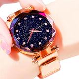 Simple 2019 Diamond Luxury Women Watches Starry Sky Rose Gold Magnet Mesh Band Rhinestones Quartz Wristwatch Ladies Female Watch