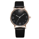 Top Fashion Style Luxury Women Leather Band Analog Quartz Wrist Watch Golden Ladies Watch Women Dress Reloj Mujer Black Clock