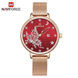 NAVIFORCE Luxury Brand Watch Women Fashion Dress Quartz Ladies Mesh Stainless Steel 3ATM Waterproof Casual Watches for Girl 2020