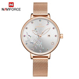 NAVIFORCE Luxury Brand Watch Women Fashion Dress Quartz Ladies Mesh Stainless Steel 3ATM Waterproof Casual Watches for Girl 2020