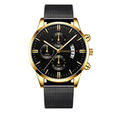 Reloj Hombre Men's Fashion Casual Watches Men Business Stainless Steel Mesh Band Quartz Watch Relogio Masculino