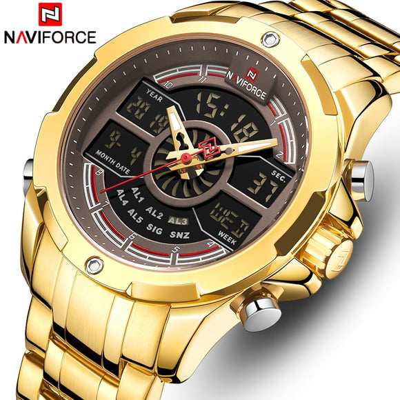 New NAVIFORCE Gold Men Watch Top Luxury Brand Waterproof Quartz Men's Wristwatches Sports Digital Male Clock Relogio Masculino