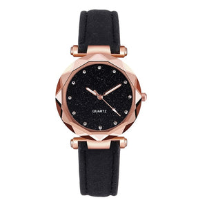 Ladies Fashion Korean Rhinestone Rose Gold Quartz Watch Female Belt Watch Women's Watches Fashion Leather Watch Women Watches