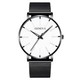 Geneva Mens Minimalist Ultra Thin Stainless Steel Mesh Belt Watch Luxury Men's Watch Business Casual Quartz Watch Reloj Hombre