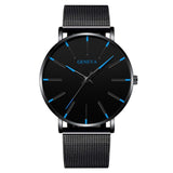 Geneva Mens Minimalist Ultra Thin Stainless Steel Mesh Belt Watch Luxury Men's Watch Business Casual Quartz Watch Reloj Hombre