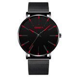 Geneva Mens Minimalist Ultra Thin Stainless Steel Mesh Belt Watch Luxury Men's Watch Business Casual Quartz Watch Reloj Hombre