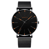 Geneva Mens Minimalist Ultra Thin Stainless Steel Mesh Belt Watch Luxury Men's Watch Business Casual Quartz Watch Reloj Hombre