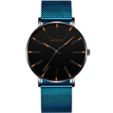 Geneva Mens Minimalist Ultra Thin Stainless Steel Mesh Belt Watch Luxury Men's Watch Business Casual Quartz Watch Reloj Hombre