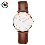 Japan Movement Brown Leather horloges vrouwen White Dial Women Top Brand Luxury Waterproof Watch relogio feminino zegarek damski