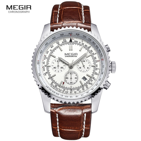 hot Megir casual brand men's quartz watches luminous stop watch for man analog wrist watch with calendar male 2009 free shipping