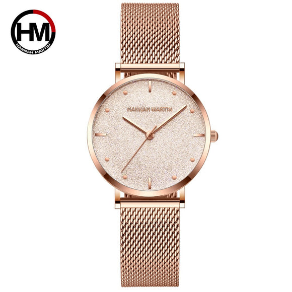 Women Watches New Fashion Stainless Steel Rose Gold Mesh Unique Simple Casual Quartz Waterproof Wristwatches Clock Hot Sale