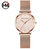 Women Watches New Fashion Stainless Steel Rose Gold Mesh Unique Simple Casual Quartz Waterproof Wristwatches Clock Hot Sale